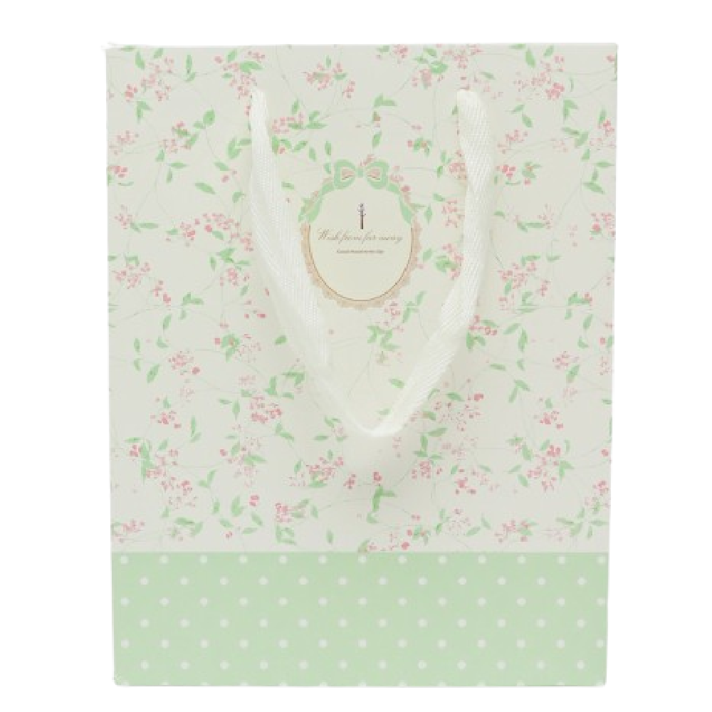 Gift Bag - 17x7x15cm - Green Floral | D1222
