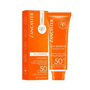 Lancaster Sun Sensitive سائل حليبي خالٍ من الزيوت SPF50 50 مل | عامل حماية 50 من الشمس