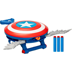 Hasbro Marvel Studios Captain America Brave New World NERF Skyshot Blaster, Shield Roleplay Toy | HBAVF9302