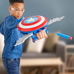 Hasbro Marvel Studios Captain America Brave New World NERF Skyshot Blaster, Shield Roleplay Toy | HBAVF9302