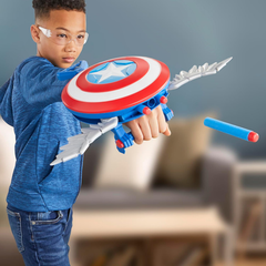 Hasbro Marvel Studios Captain America Brave New World NERF Skyshot Blaster, Shield Roleplay Toy | HBAVF9302