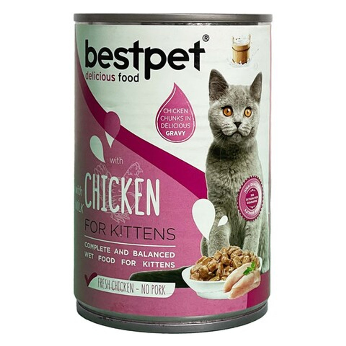 Bestpet Cat Kitten Chicken with Milk In Gravy 400 G | P0070