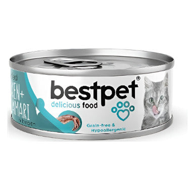 BESTPET شرائح الدجاج والحبار للقطط في مرقة 70 جرام | P0060