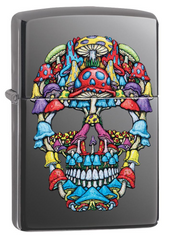 Zippo Mushroom Skull Design Black Ice Windproof Lighter | 49135