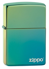 Zippo Classic High Polish Teal Logo Windproof Lighter | 49191ZL