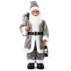 Gray Santa Claus Christmas Figurine with Lantern | ck9189-28sl