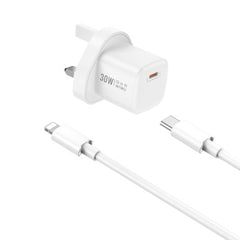 WIWU Wi-U006 C-L 30W PD fast Charger/ EU Plug +USB C to Lightning White | CH-U006-WT