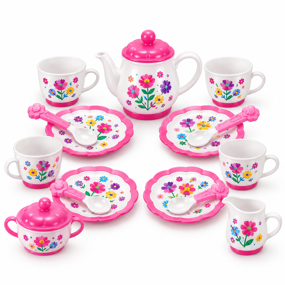 Kids Floral Tea Party Set with Teapot, Cups & Accessories | 7681-5