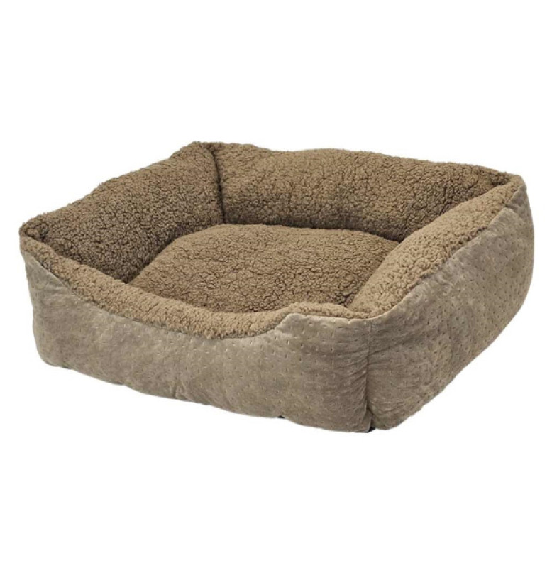 Nobby Comfort Bed Square Classic "Teddy" - Taupe | NO51709