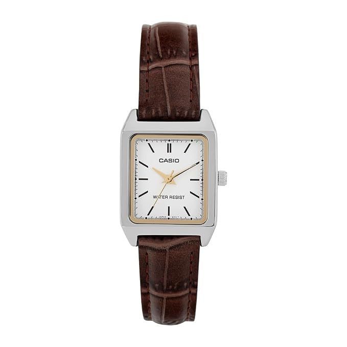 Casio Women 3H Watch - Silver / White / Brown | LTP-V007L-7E2UDF