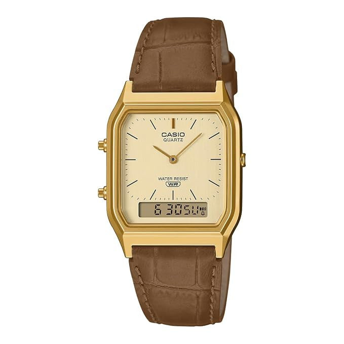 Casio Vintage Analog-Digital Unisex Watch - Brown / Gold Plated | AQ-230EGL-9ADF