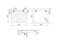 SMEG Gas Hob 60cm 4 Burners Safety Stainless Steel | PGF64-4