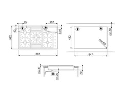 SMEG Gas Hob 90cm 5 Burners Classica Stainless Steel | PGF95-4