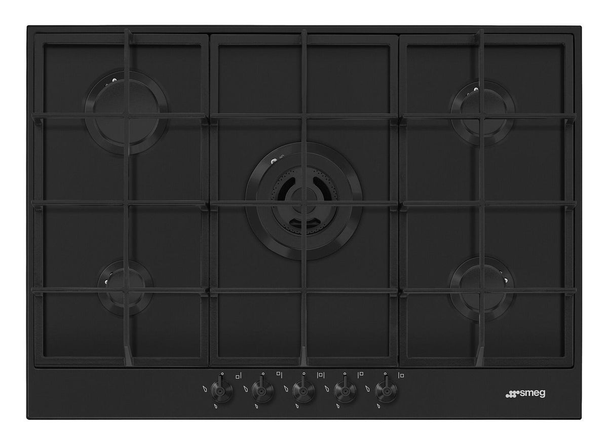 SMEG Gas Hob 75cm 5 Burners Classica Black Matt | PX375MB