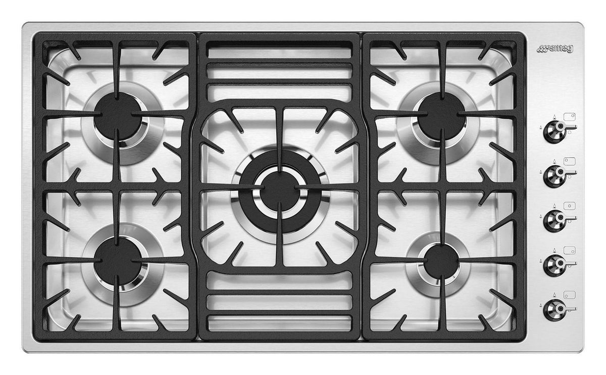 SMEG Gas Hob 90cm 5 Burners Classica Stainless Steel | PGF95-4