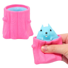 Pop-Up Animal Tree Stump Squishy Toy