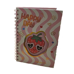 Notebook - Happy Day Fruits - 21x16.5cm - Pink | D338