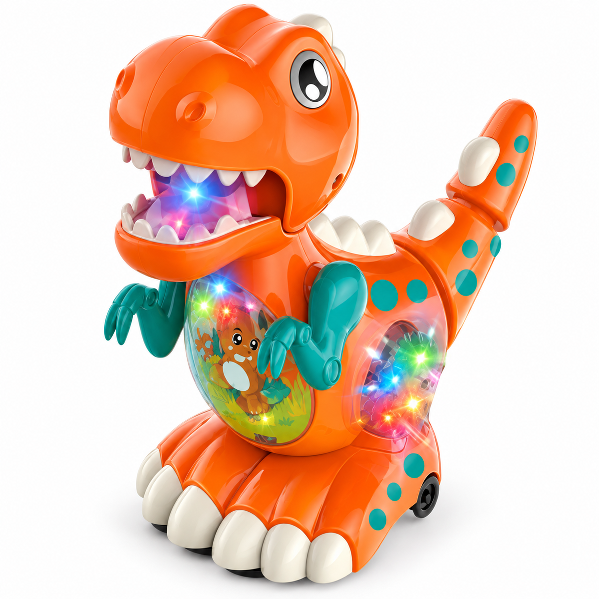 Walking Dinosaur Toy with Music & Light - Orange | ZR158