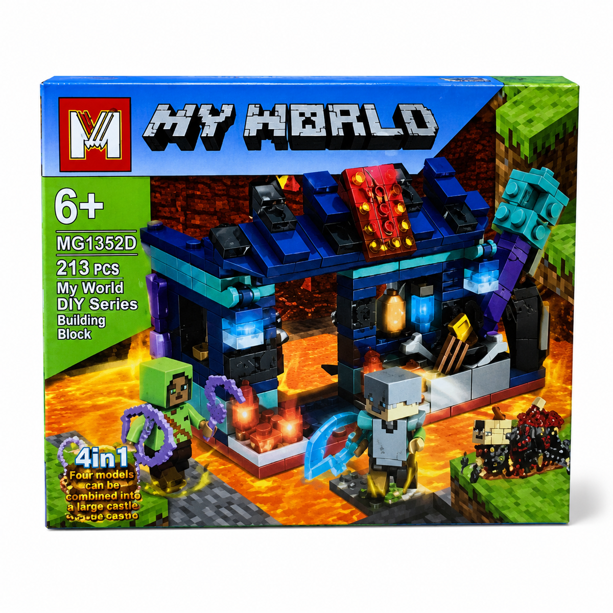 My World Warped Fortress Building Block Set - Blue | MG1352A Style 3