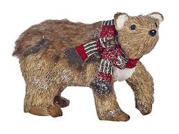 Christmas Brown Bear Decoration with Plaid Scarf | 716AE0187 / 716AE0188