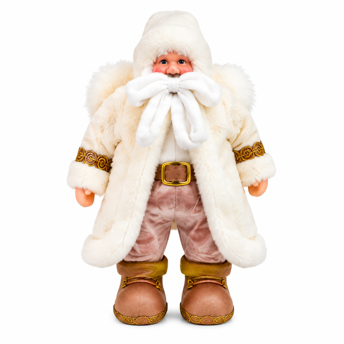 Plush White & Rose Gold Santa Christmas Decoration | 708288252-1