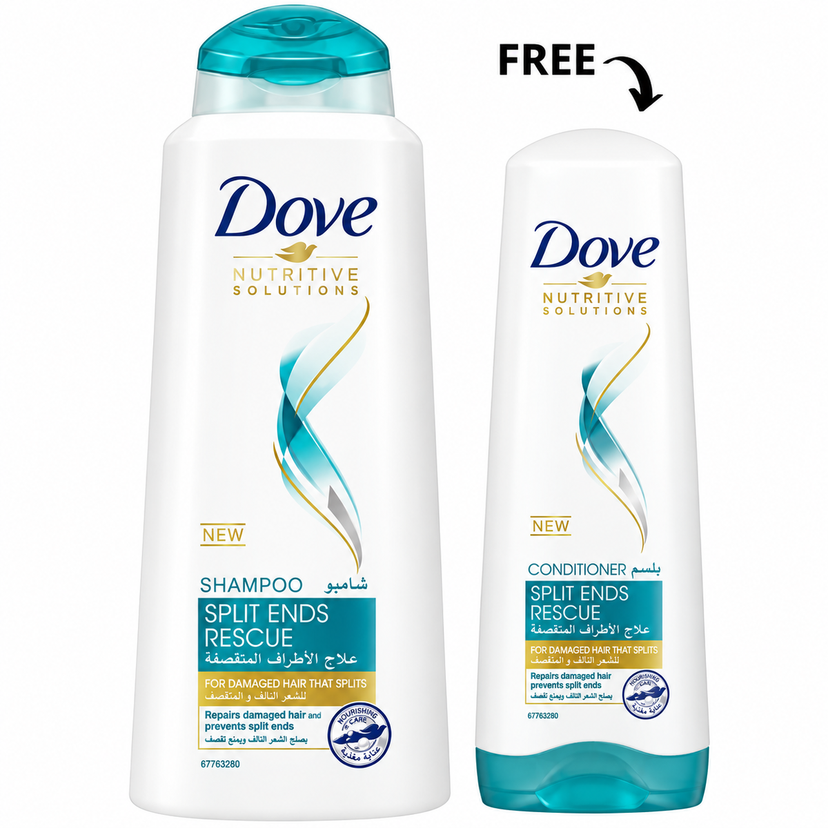 Dove Split End Rescue Shampoo 600ml + Free Conditioner 350ml | 299923