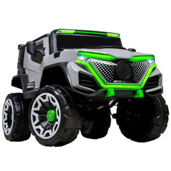 Kids Monster Electric Ride-On Car – Grey with Neon Green LEDs | BH-1618