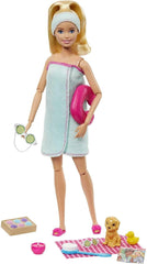 Barbie Spa Doll with Blonde Hair, Puppy & 9 Accessories | GJG55