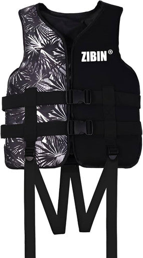 ZIBIN Life Jacket Safety Vest - Black Pattern, Size XL | 585-27