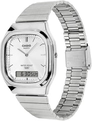 Casio Vintage Analog-Digital Unisex Watch - Silver / White | AQ-240E-7ADF