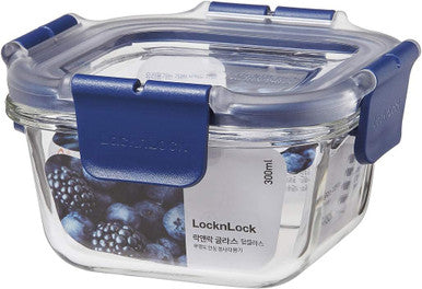 LocknLock Square Leak Proof Heat Resistant Glass 300ml Food Storage Container | LBG205