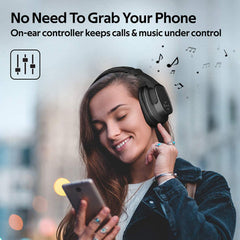 Promate Wireless Headphone with Speaker, 2-in-1 High Definition Bluetooth v5.0 Headphone with Built-in 6W Speaker, Mic, 12H Playtime, MicroSD Card Slot, FM Radio and AUX Port, Corvin Black