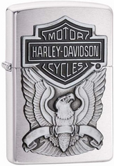 Zippo Harley-Davidson Eagle & Shield Windproof Pocket Lighter - Brushed Chrome | 200HD.H284