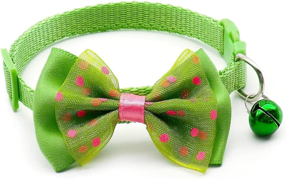 Pet Collar With Bow Green & Pink | PT-COL-GR