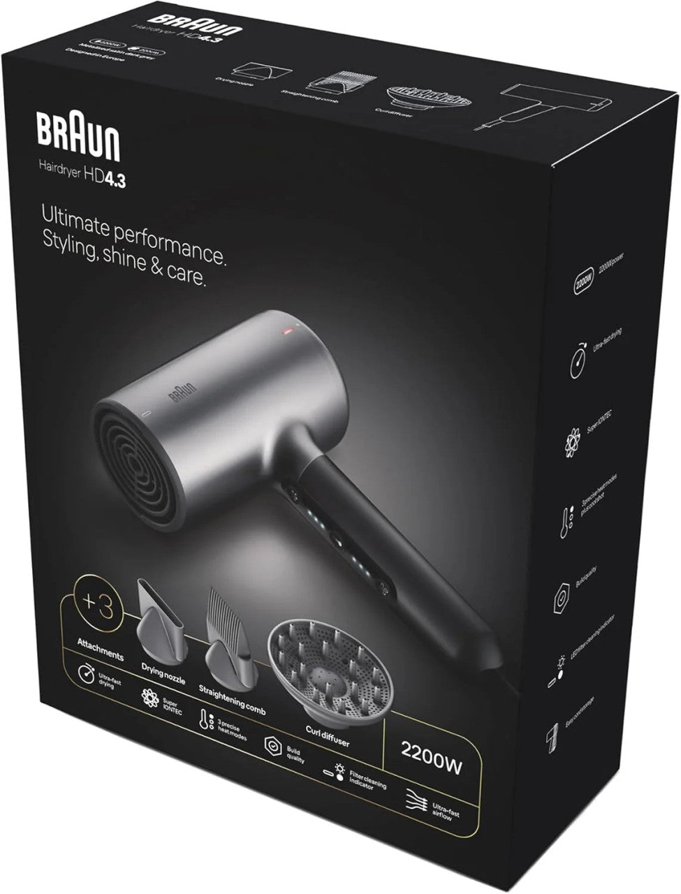 Braun HD4.3 Hair Dryer Electro Grey | BRHD435SDE