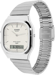 Casio Unisex Vintage Analog-Digital Watch - Silver / White | AQ-240E-7A2DF