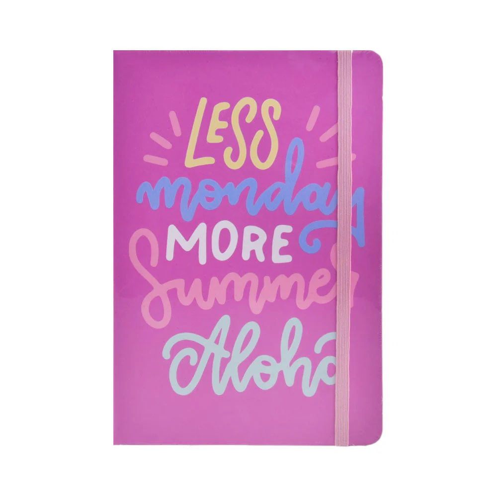Notebook - Less Monday More Summer - 10.5x7.5cm - Pink | D330