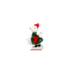 Christmas Mouse Figurine with Green Dress & Santa Hat | 68266098-2