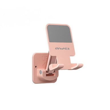AWEI Foldable Wall Tablet & Phone Holder Stand – Pink | X36