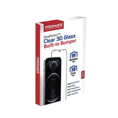 Promate Clear 3D Glass Built-In Bumper for iPhone 12/12 Pro | Crystal