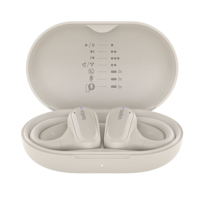 Belkin SoundForm ClearFit Open-Ear Wireless Earbuds – Sand | AUC013CTSA