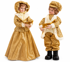 Christmas Light-Up Caroling Couple Decoration Gold | CK9183-29CA