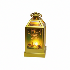 Ramadan Metal LED Lantern with Mosque Design – Gold Finish | 7082-19B