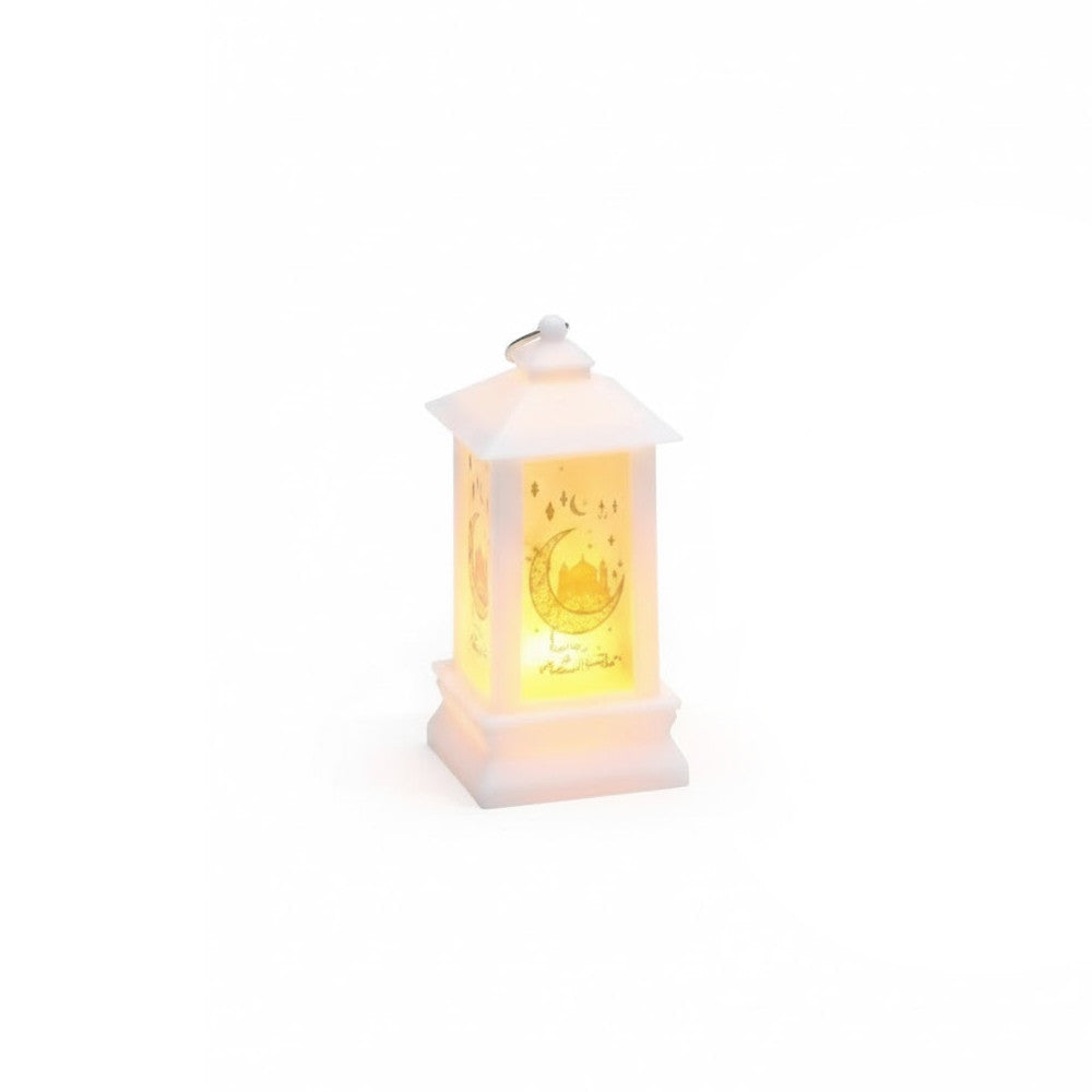 Ramadan Small LED Lantern with Crescent Moon Design – White | 7082-1W