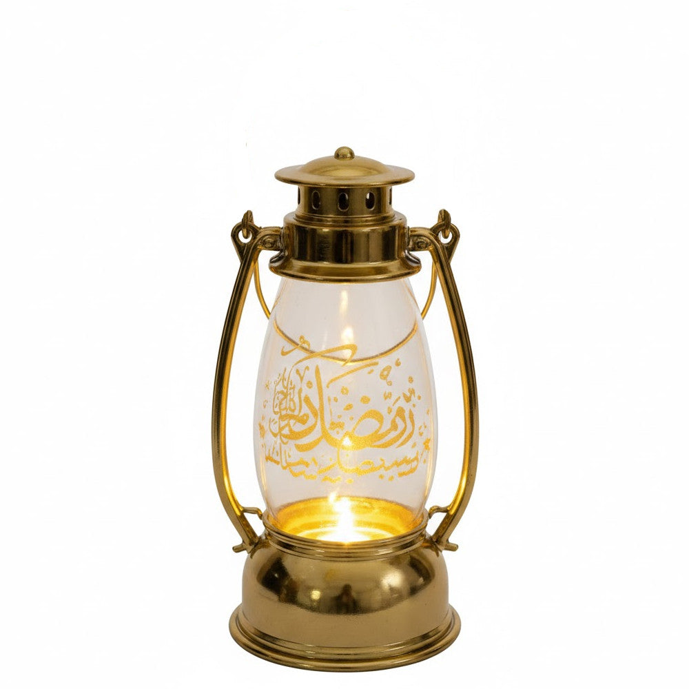 Ramadan Classic Metal LED Lantern with Arabic Calligraphy – Gold | 7082-20B
