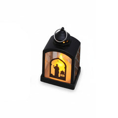 Ramadan LED Lantern with Child Illustration & Crescent Moon – Black | 7082-2B