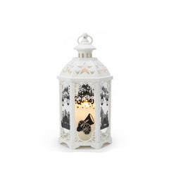 Ramadan Hanging Crescent Moon LED Lantern with Ornate Gold Stand | 7082-35