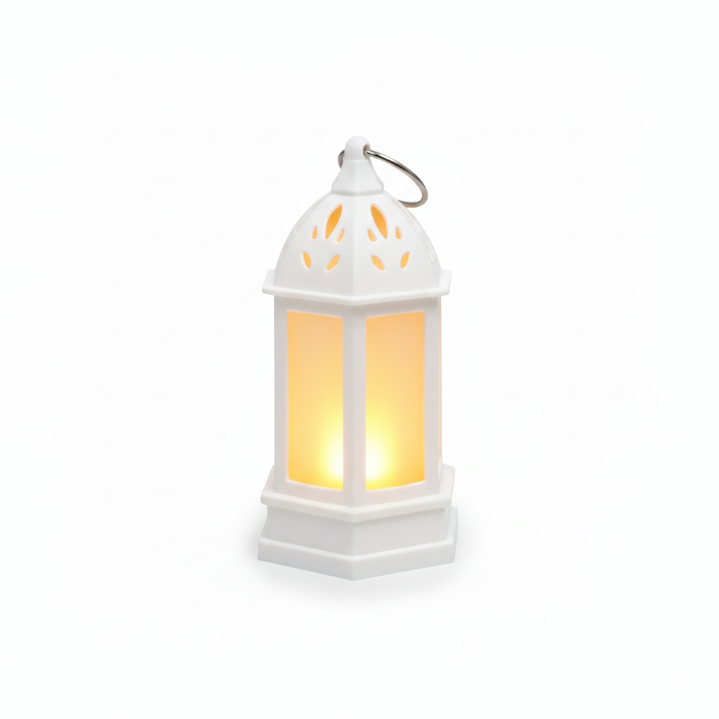 Ramadan Classic LED Lantern with Warm Candle Light – White | 7082-3W