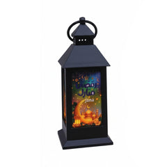 Ramadan Tall LED Lantern with Crescent Moon & Mosque Illustration – Black | 7082-44B