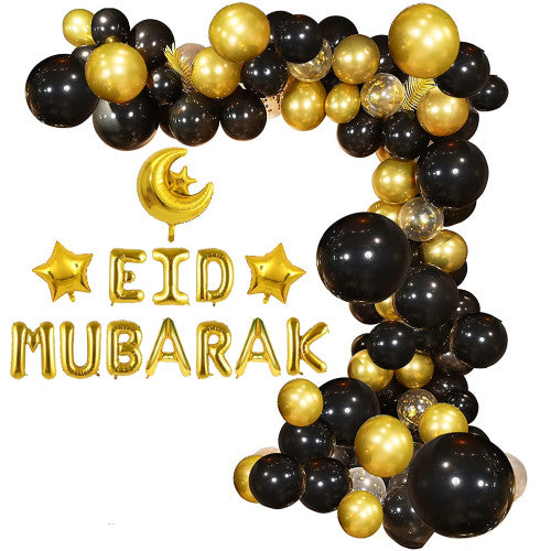 Ramadan Eid Mubarak Black and Gold Balloon Arch Party Set | 7102-9